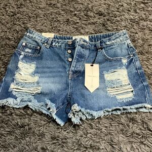 Blue Distressed denim Jean Shorts for Women